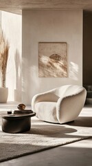 Cozy and Modern Living Room with Stylish Armchair and Decor