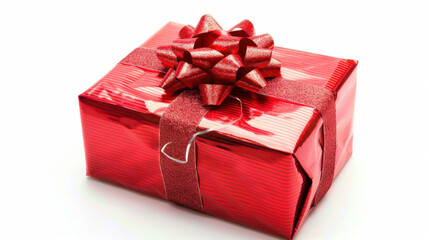 Obraz premium red gift box isolated on white