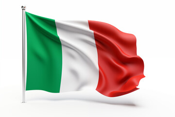 Obraz premium Italian flag on a white background, featuring the iconic green, white, and red tricolor design, perfect for educational, cultural, or creative projects celebrating Italy's heritage and national.