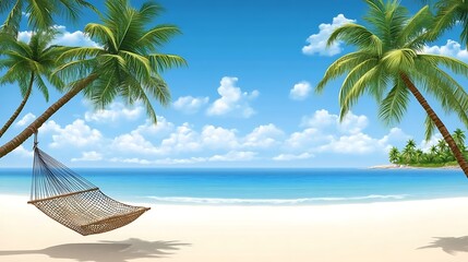 Obraz premium Hammock Relaxation on a Tropical Beach Paradise