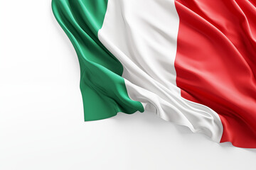 Obraz premium Italian flag on a white background, featuring the iconic green, white, and red tricolor design, perfect for educational, cultural, or creative projects celebrating Italy's heritage and national.