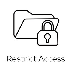 Restrict Access Icon – Folder with Lock for Data Restrictions - Vector editable stroke 