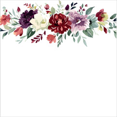 Fototapeta premium Pastel watercolor floral background design, vector illustration.watercolor flowers. floral illustration, Leaf and buds. Botanic composition for wedding or greeting card. branch of flowers.