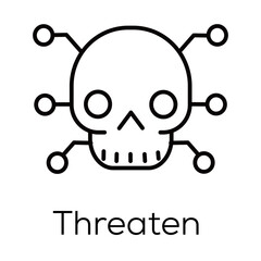 Threaten Icon – Malware Symbol Representing Security Threats - vector editable stroke 