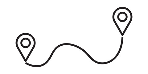 Route location icon, Road location icon. Location map path distance icon. Location vector for web and design. isolated on white background.