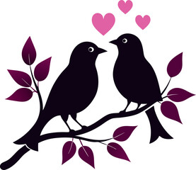 Fototapeta premium Birds in love Silhouette vector, valentine special vector 