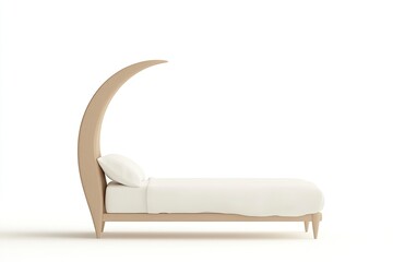 2d vector illustration of a bed isolated on a plain white background with a crescent moon --chaos 15