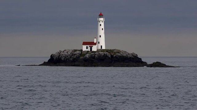Lighthouse Standing Against the Ocean Waves