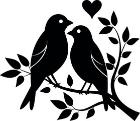 Birds in love Silhouette vector, valentine special vector 