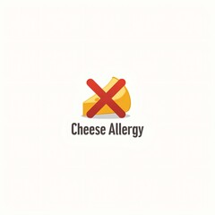 Obraz premium Icono vectorial de una rebanada de queso tachada en rojo, señalizando alergia alimentaria y diseñado para ser utilizado en menús, etiquetas y materiales informativos sobre alergias 