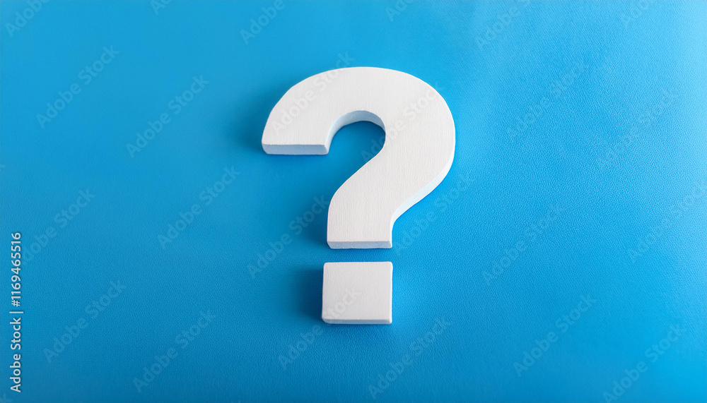 Poster white question mark symbol on blue background. faq and qa. problem solution.