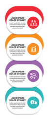 4 steps infographic template with 4 options. Flowchart that can be used for business report, data visualization and presentation. Timeline infographic elements vector illustration.