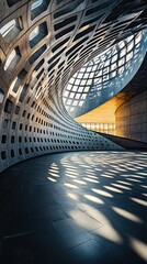 Obraz premium Contemporary Architectural Design with Curved Concrete and Light Play
