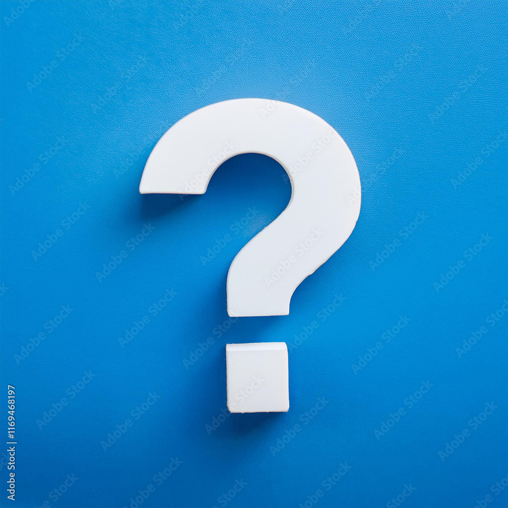 Poster white question mark symbol on blue background. faq and qa. problem solution.