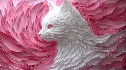 Fototapeta premium Animal, Cat, Paper Cut Art, Abstract Image, Texture, Pattern Background, Wallpaper, Cover and Screen for Smartphone, PC, Laptop, 9:16 and 16:9 Format