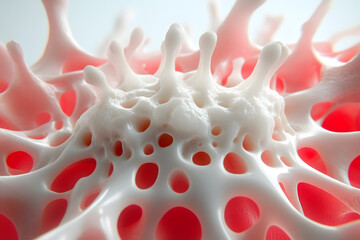 Naklejka premium Abstrakte biomorphe Struktur – weiße und rote organische Formen