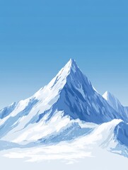 Fototapeta premium Majestic Snowy Mountain Peak Under a Clear Blue Sky