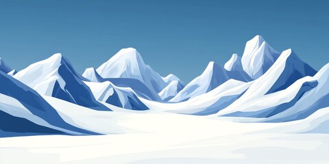 Majestic snow capped mountains under a clear blue sky