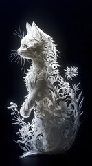 Animal, Cat, Paper Cut Art, Abstract Image, Texture, Pattern Background, Wallpaper, Cover and Screen for Smartphone, PC, Laptop, 9:16 and 16:9 Format