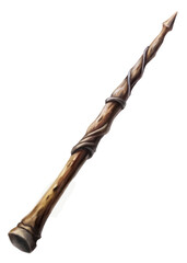 Wooden wand, fantasy style, detailed craftsmanship, magical prop, artistic design, enchanting appearance.
