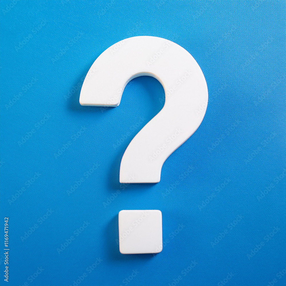Poster white question mark symbol on blue background. faq and qa. problem solution.