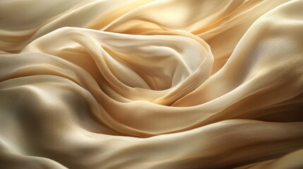 Fototapeta premium Elegant Draped Fabric: A Golden Symphony of Texture and Light