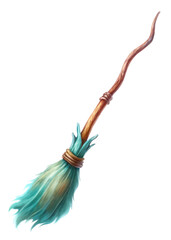Magical broomstick design, whimsical art style, fantasy theme, vibrant colors, enchanting illustration, creative concept.