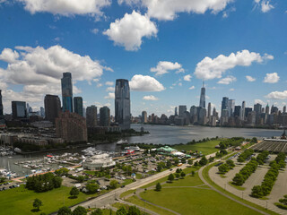 NYC aerial view. New York City skyline. Park and cityscape of Manhattan in USA. New York City NYC...
