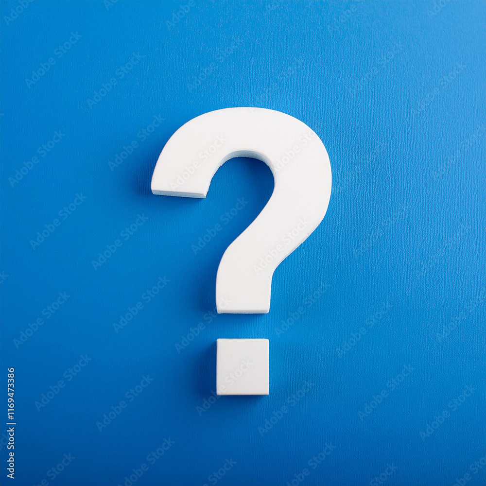 Poster white question mark symbol on blue background. faq and qa. problem solution.