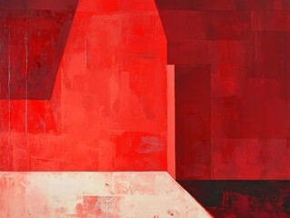 Crimson Abstract Composition: A Study in Red Hues and Geometric Forms