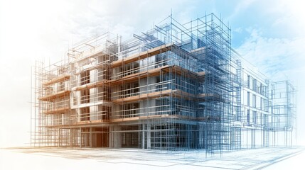 Architectural Design: A Modern Building Under Construction