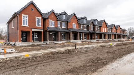 New Townhouses Under Construction in Urban Setting
