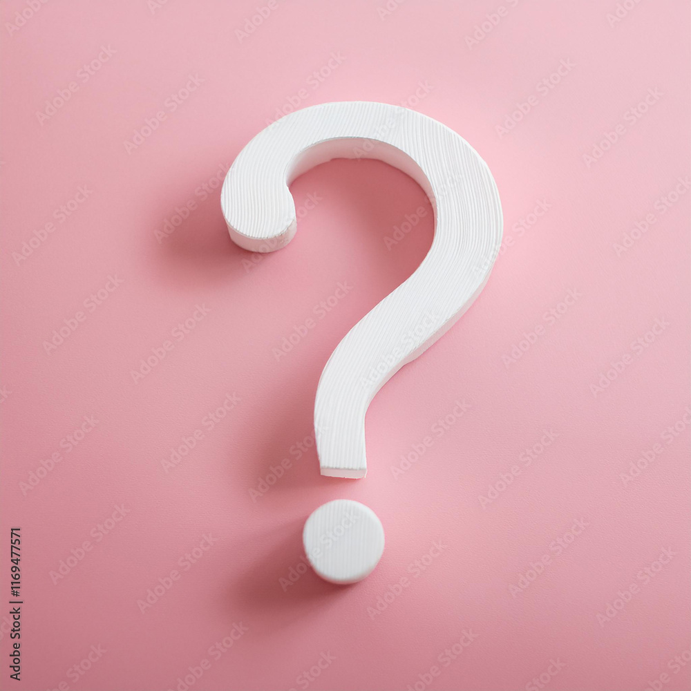 Aufkleber white question mark symbol on pink background. faq and qa. problem solution.