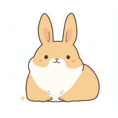 Obraz premium Cute cartoon bunny with large ears, a fluffy body, and a friendly expression, sitting comfortably against a plain background.