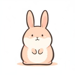 Obraz premium Cute cartoon bunny with large ears, round body, and a gentle expression, perfect for children's illustrations or animal-themed designs.