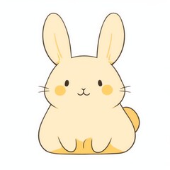 Obraz premium A cute, cartoon-style yellow bunny with big ears and a friendly smile, sitting comfortably with a soft appearance.