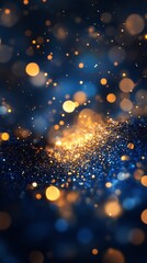 Obraz premium Stunning arrangement of sparkling golden highlights against a deep blue background
