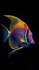 Naklejka premium Colorful angelfish swimming through vibrant coral reef with dynamic poses