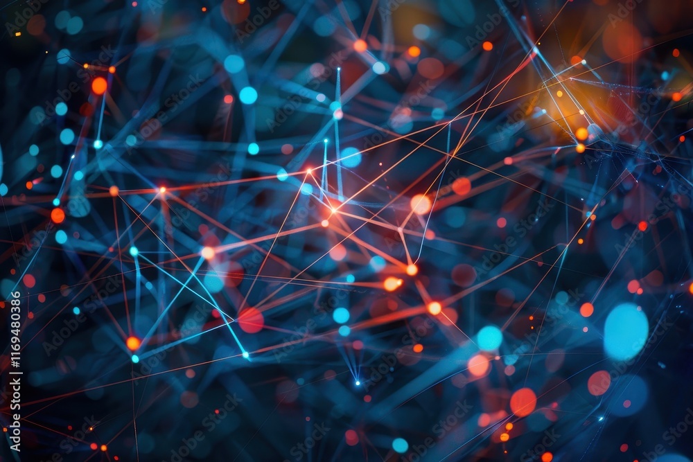 Aufkleber Complex network of interconnected nodes showcasing intricate design and structure in a digitally inspired environment