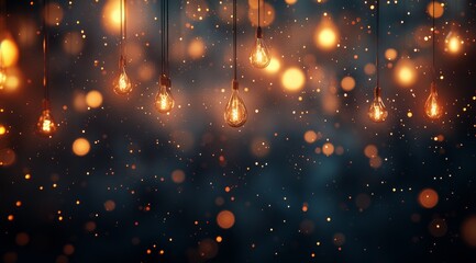 Beautiful golden lights hang gracefully creating a warm ambiance for any occasion