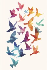 Obraz premium Colorful geometric bird silhouettes artistic design modern background
