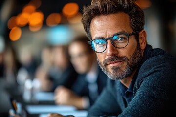 Obraz premium A business leader motivating their team with a compelling speech, driving action and collaboration in the workplace. A group of professionals engaged in a creative brainstorming session, sharing ideas