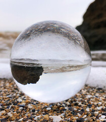 crystal ball on the seashore