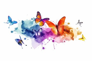Colorful abstract butterflies on white background art design creative environment
