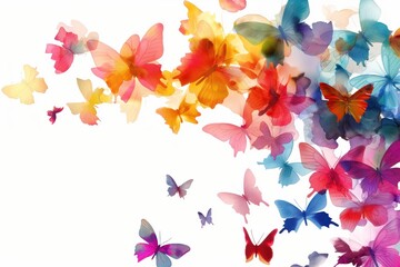 Colorful abstract butterflies design white background digital art