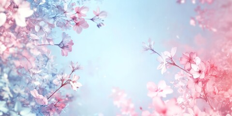 Fototapeta premium Delicate Pink and Blue Blossoms in Springtime