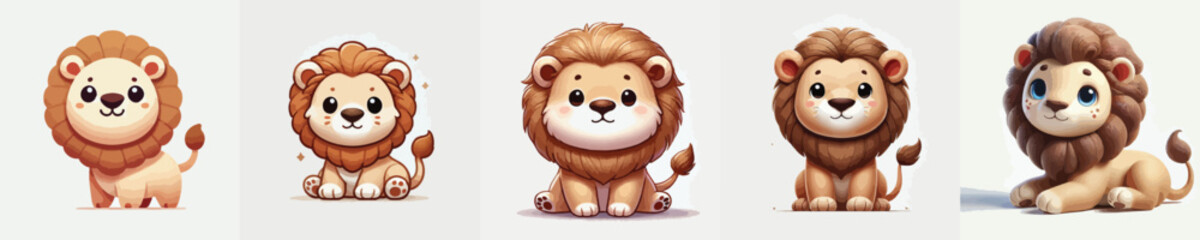 collection of cute and lion vectors