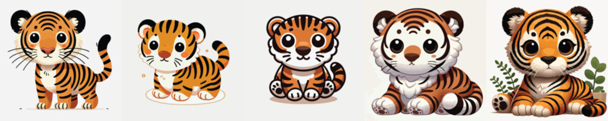 collection of cute tiger vectors
