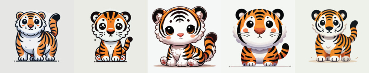 collection of cute tiger vectors