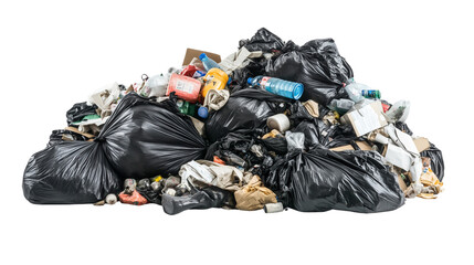 A Pile of trash or garbage isolated cutout in a PNG file with, on a Transparent Background